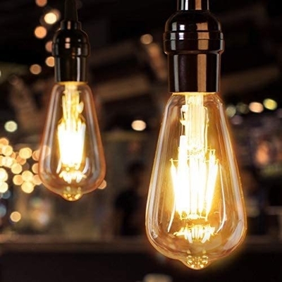 Fuente de alimentación AC Vidrio de ámbar vintage ST19 bombilla LED apagable 40W reemplazo de vela caliente base media