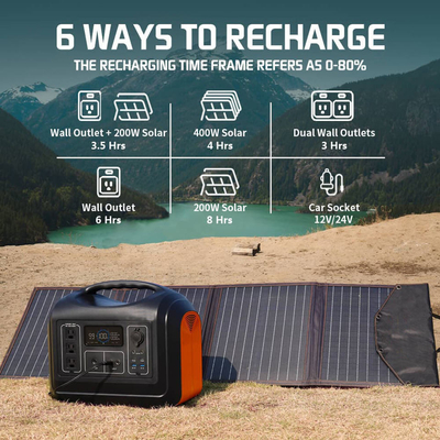Estación de energía solar portátil 600W 595.2Wh para al aire libre Acampada Viajes Caza Apagado