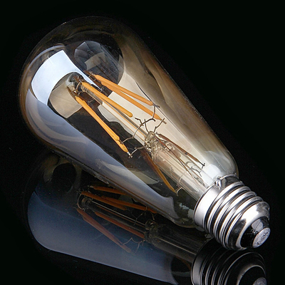 Fuente de alimentación AC Vidrio de ámbar vintage ST19 bombilla LED apagable 40W reemplazo de vela caliente base media