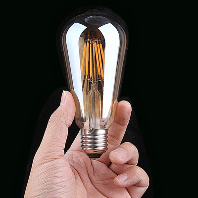 Fuente de alimentación AC Vidrio de ámbar vintage ST19 bombilla LED apagable 40W reemplazo de vela caliente base media