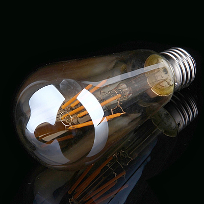 Fuente de alimentación AC Vidrio de ámbar vintage ST19 bombilla LED apagable 40W reemplazo de vela caliente base media