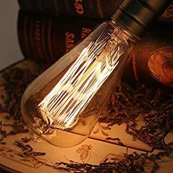 Fuente de alimentación AC Vidrio de ámbar vintage ST19 bombilla LED apagable 40W reemplazo de vela caliente base media