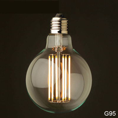 110 lm/w E26 E27 9W G125 G95 bombilla de filamento LED con función de atenuación y vidrio ámbar